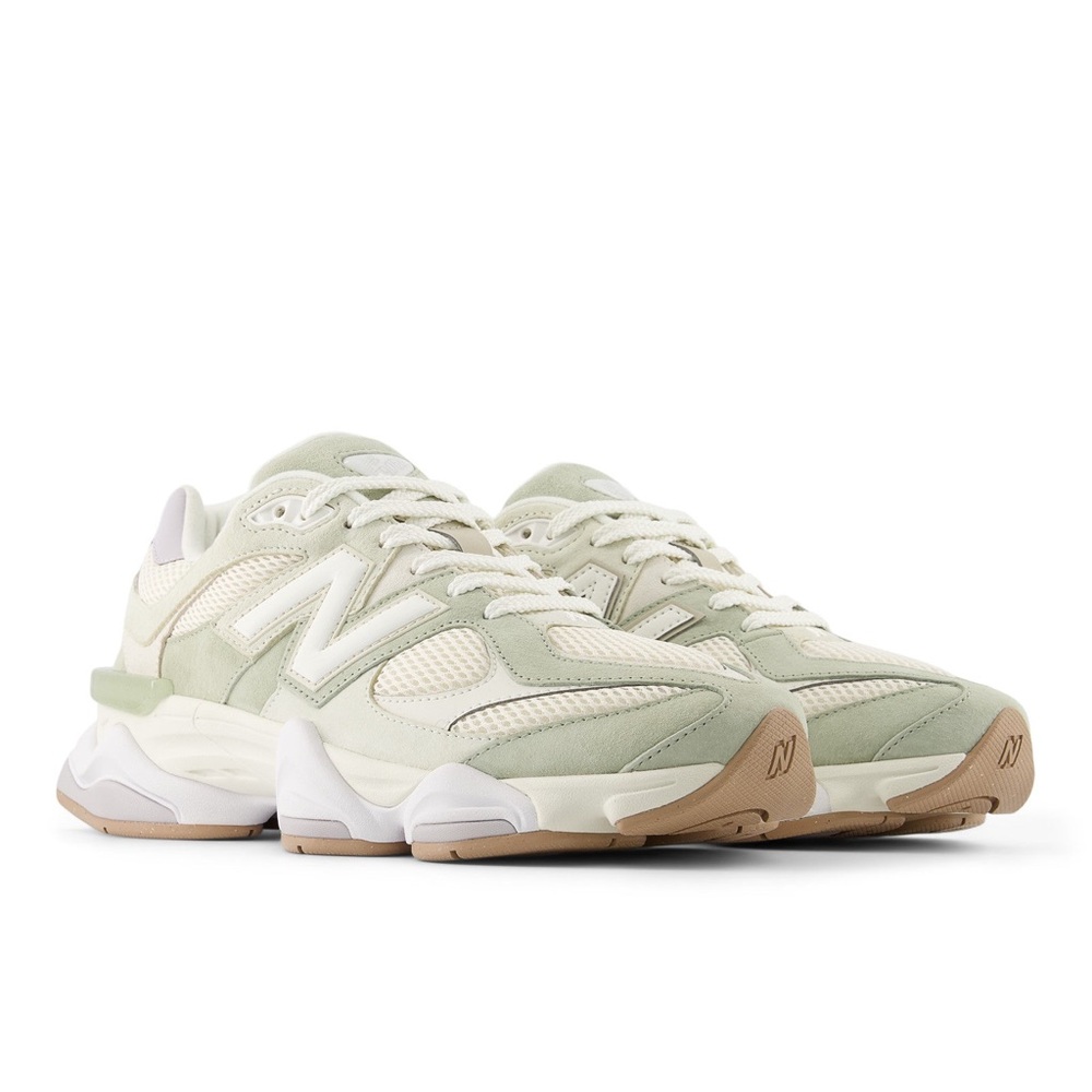 New Balance Sneakers in Sage Green, White & Tan